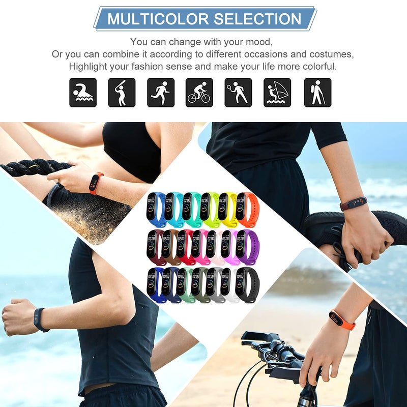 BANGTING 20 قطعة استبدال حزام متوافق مع Xiaomi Mi Band 4 / Xiaomi Mi Band 3 لـ Xiaomi Mi Band 4 سوار معصم إكسسوارات سيليكون لـ Mi Fit 3 Straps (20 لونًا) - Image 3
